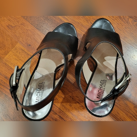Michael Kors Black and Brown Wedge Sandals - Picture 2 of 5